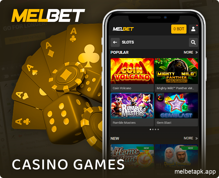 About online casino section of the Melbet app