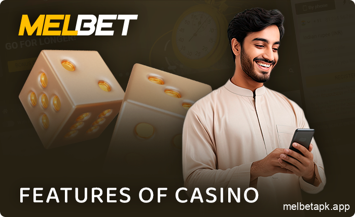 Online casino features on Melbet app