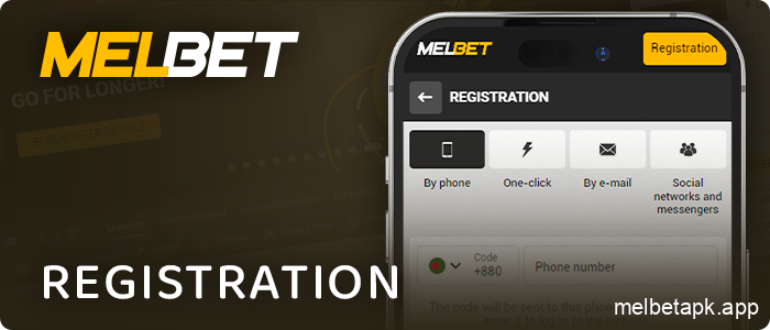 Create an account on the Melbet app