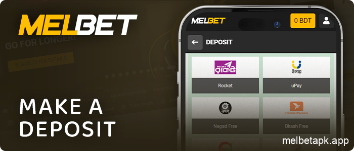Make a deposit on Melbet casino app