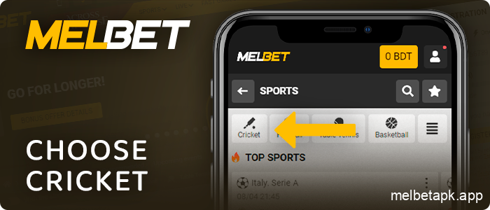 Choose Cricket Betting on Melbet App