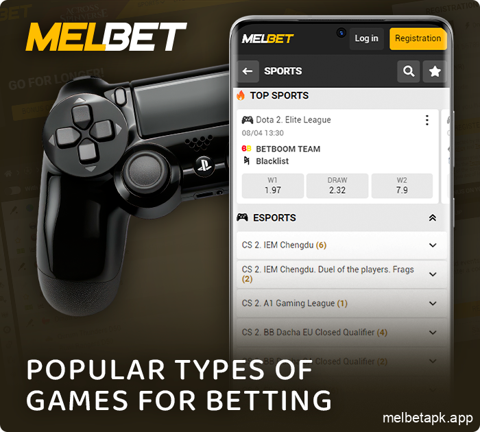 Game types for betting on eSports in the Melbet app