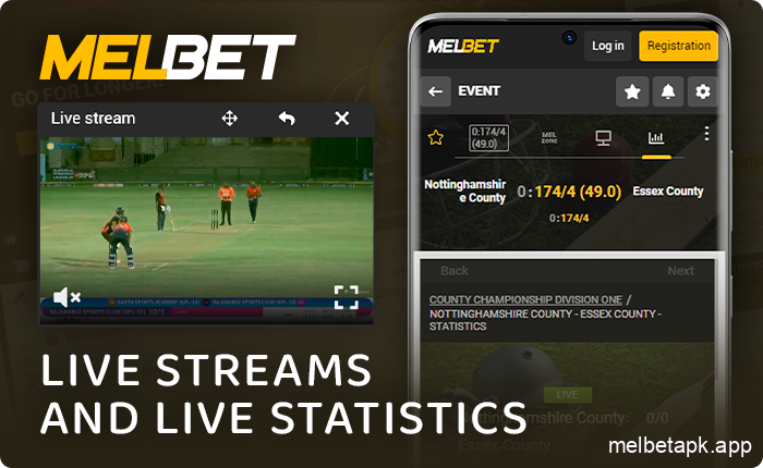 Stream sports matches on the Melbet app