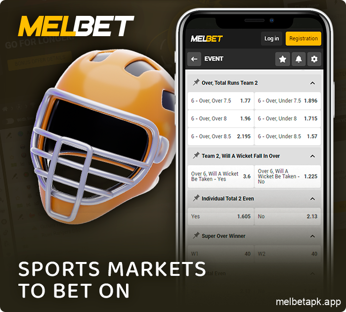 Betting options for live matches in the Melbet app