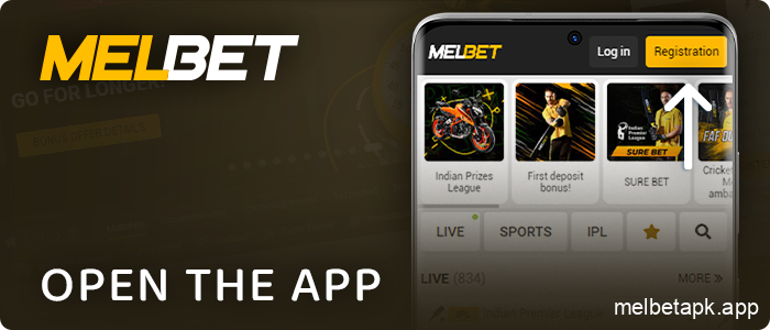 Open the Melbet app and create an account