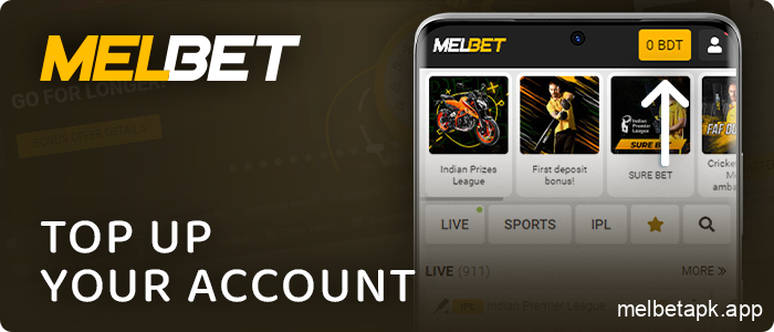 Top up your personal account in the Melbet app