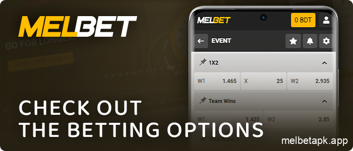 Check out the live match bets available on the Melbet app