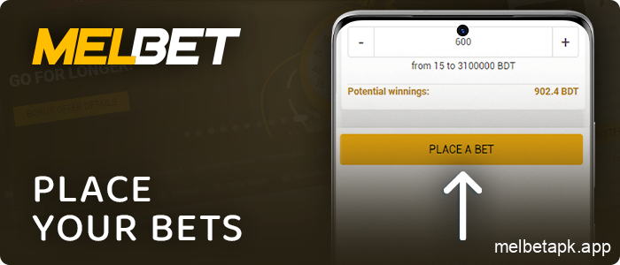Confirm your bet on a live match on Melbet app
