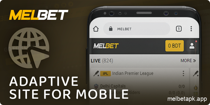 Responsive Melbet website for mobile devices