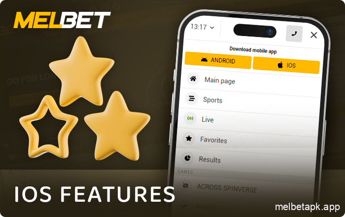 Features of the bookmaker Melbet in the iOS application