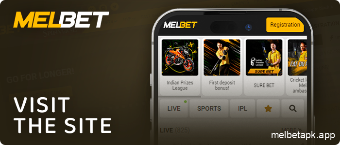 Visit Melbet website via iOS device