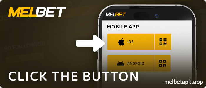 Click on the ios Melbet download button