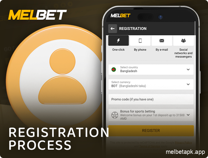 Registering a new account in the Melbet app